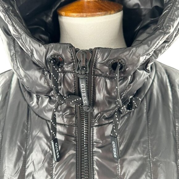 Guess Black Puffer and Softshell Hooded Parka Jacket Women's Size XL - Picture 6 of 10